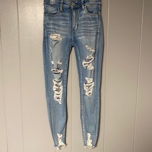 Light-Wash Distressed Skinny Jeans